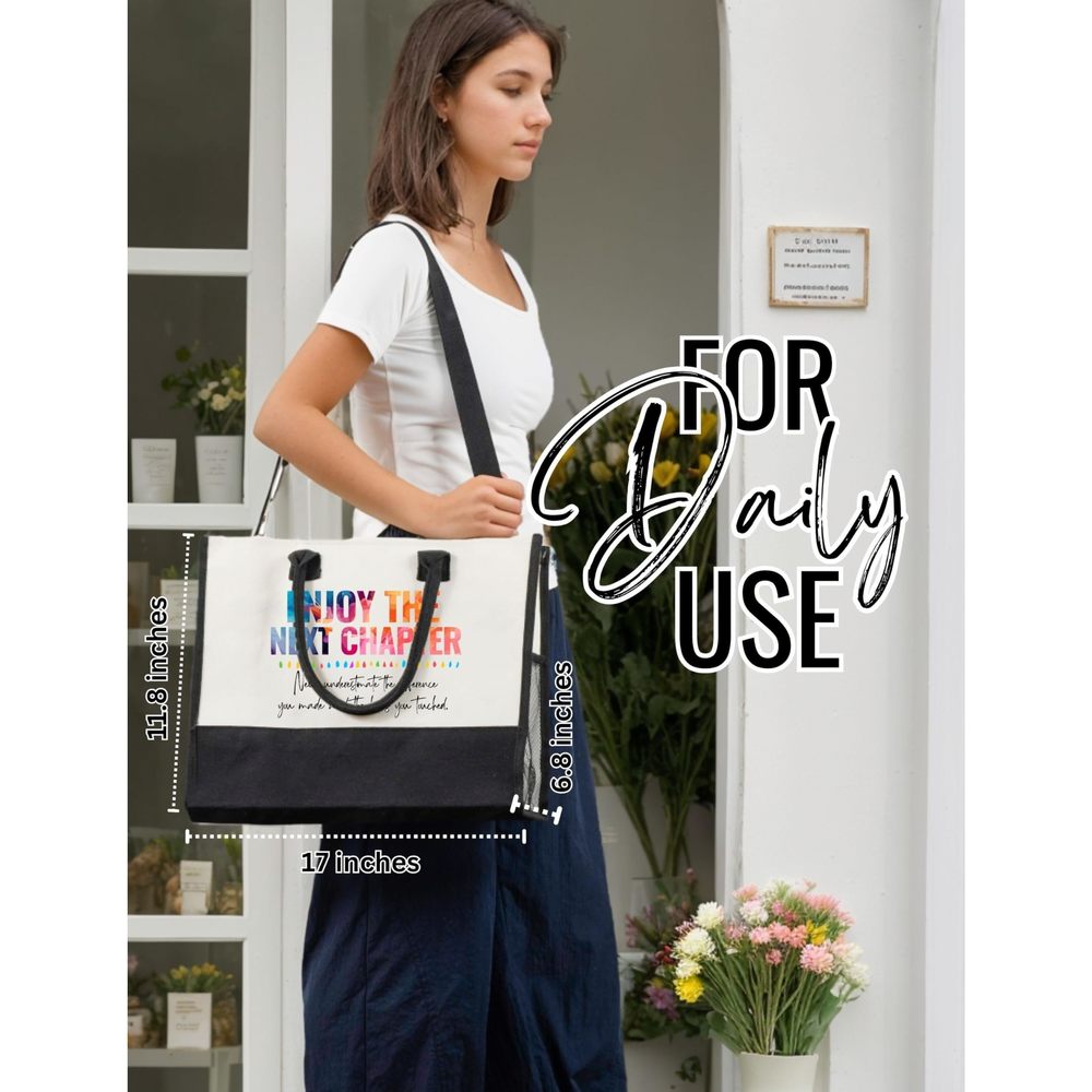 Farewell Gifts Coworkers Canvas Tote Bag With Top Zier Closure And :') - Picture 4 of 7